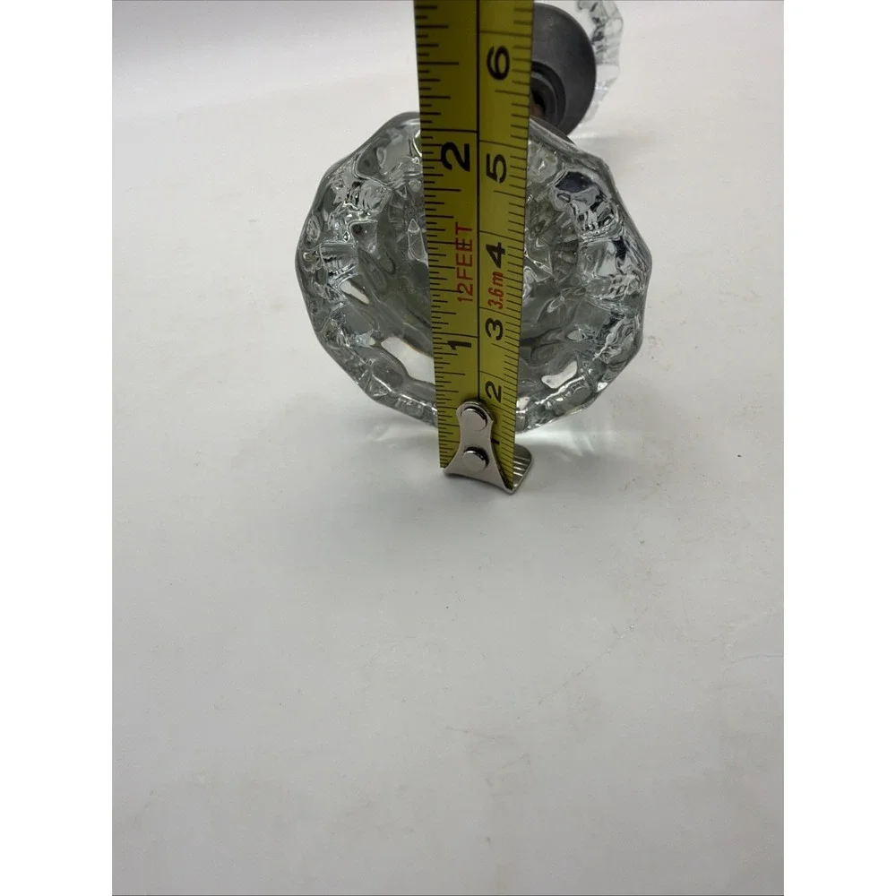 12 Point Glass Crystal Door Knob Set Pair With Hardware Spindle VTG